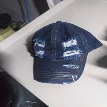 Stylish Denim Damaged  Cap 