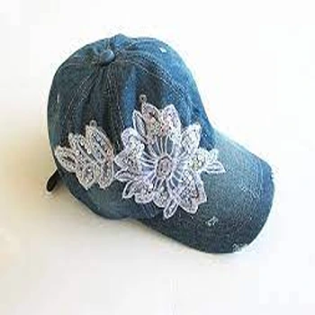 Stylish Flower Embroidery Denim Cap