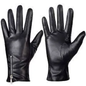 Black Leather Designer Gloves