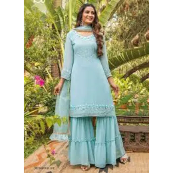 Sky Blue Georgette Ladies Kurtis 