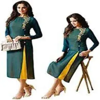 Green Color Designer Kurtis For Girls