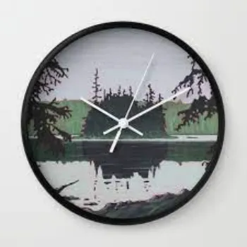  Misty Mountain Clock Foggy Pine Forest Watercolor Wall Clock