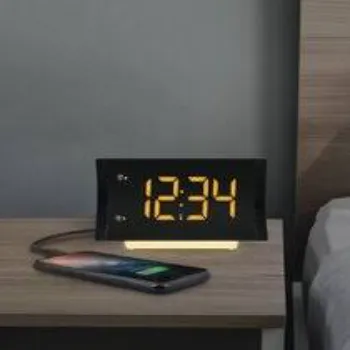  La Crosse Curved Amber LED Alarm Clock Radio