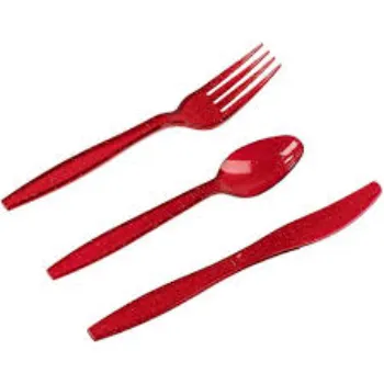 Red Disposable Plastic Cutlery