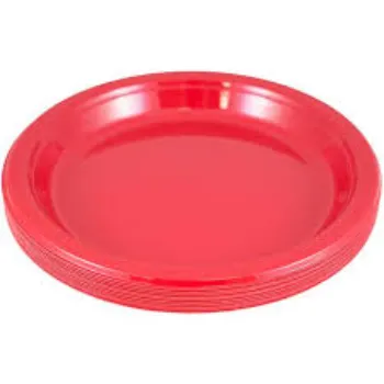 Red Round Disposable Plastic Plate