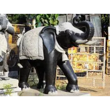 Black Marble Elephant Statue