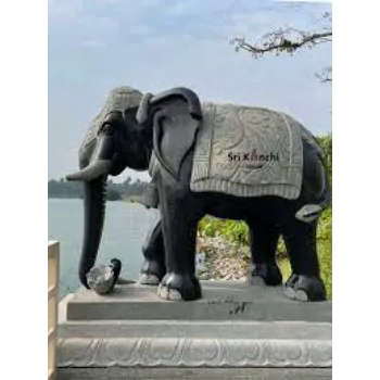  Black Stone Elephant Statue