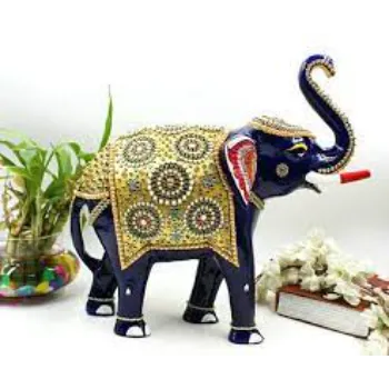  Lucky Elephant Metal Statue Stone Painting Art Animal Figures
