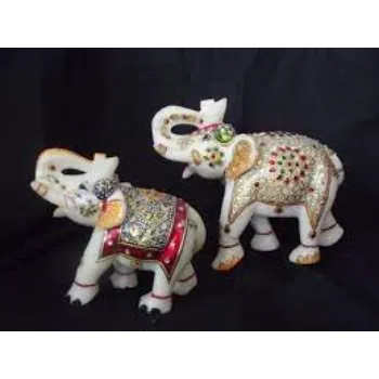 White Marble Elephant Statue