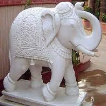 White Marble Elephant Statue