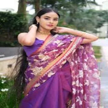 Dark Purple Floral Embroidery Sarees