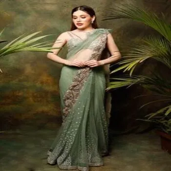 Party Wear Elite Embroidery Sarees