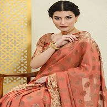 Beautiful Orange Ethnic Woven Saree