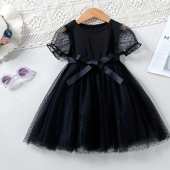 Black Color Half Sleeves Frocks For Girls