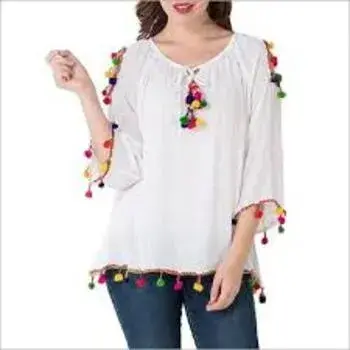 Stylish White Color Fancy Tops