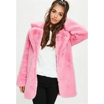 Pink Color Women Fur Coat