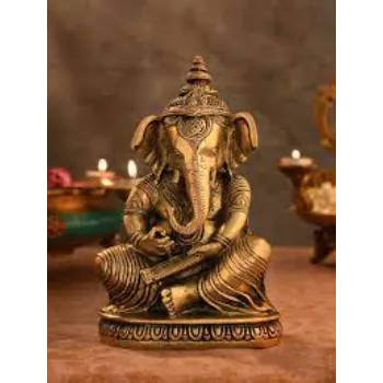 Golden Brass Ganesh Statue