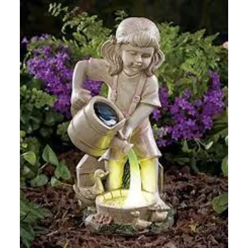 Unbranded Garden Ornament Solar Little Girl with Watering Can LED Light Decor Patio