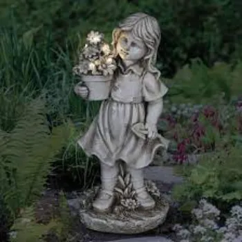  Exhart Solar Girl with a Flower Pot Garden Statue