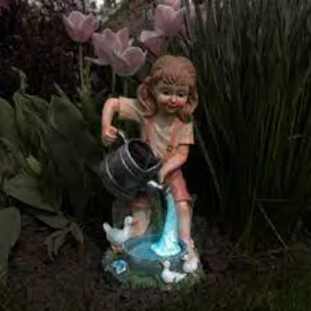  Pure Garden Solar Outdoor LED Light & Little Boy Statue 