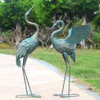  Oritty Standing Metal Crane Garden Statue Decor Blue Heron Garden Statue