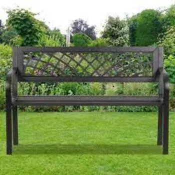 Brown, Iron Garden Bench
