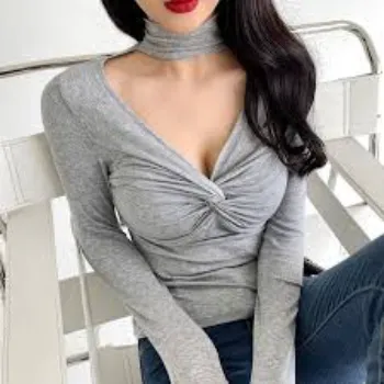 Regular Fit Fancy Grey Tops