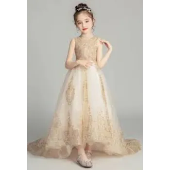 White Golden Princess Frocks