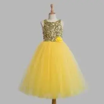 Yellow Shimmer Frock For Girls