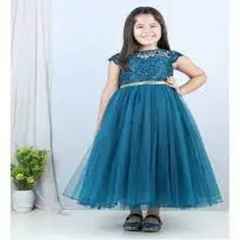 Blue Embroidered Girls Frock