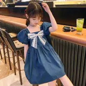 Girls Navy Blue Fancy Frock