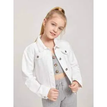Denim White Jacket For Girls
