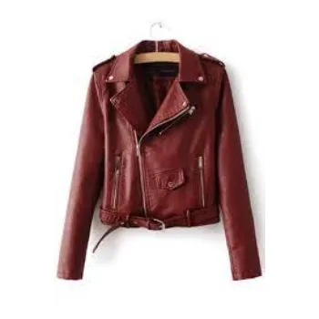 Girls Maroon Leather Jacket