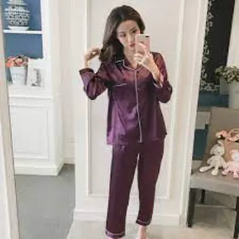 Girls Plain Silk Night Wear