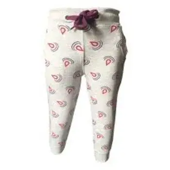 White Printed Pyjama For Girls