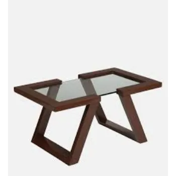 Wood Glass Top Table
