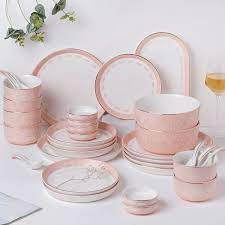 Pink Glass Dinner Set