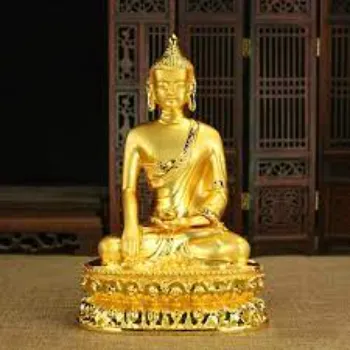  Tibetan Brass Gilt Handmade Statue