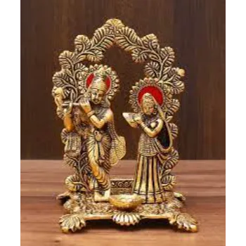  Radha Krishna Gold Plated Statue