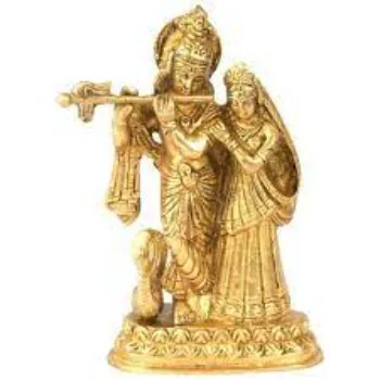  Radha Krishna Gold Plated Statue