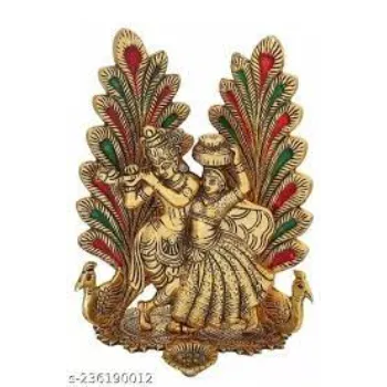  Gold Radha Krishna Plated Statue
