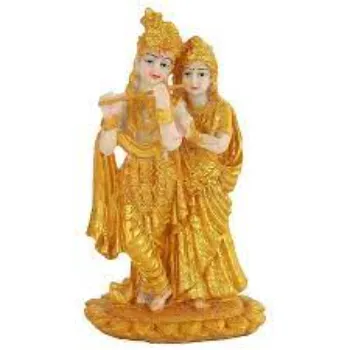  Gold Radha Krishna Plated Statue