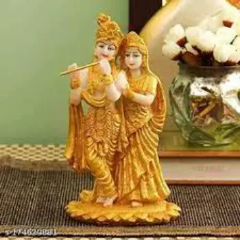Radha Krishna Gold Plated Statue 