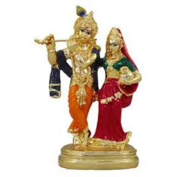   Lord Radha Krishna Gold Plated Statue 