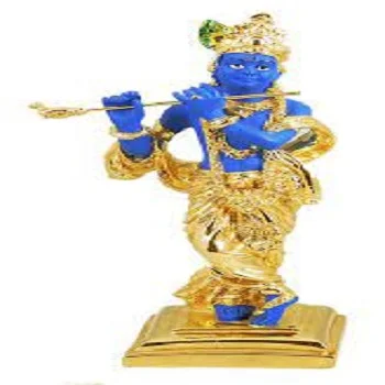  Gold Krishna Plated Statue