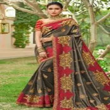 Graceful Grey Color Saree For Ladies