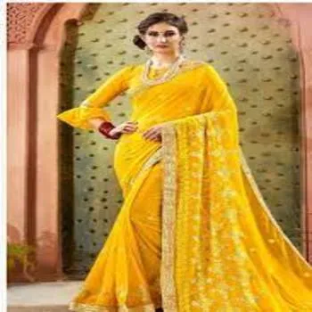 Chiffon Yellow Graceful Designer Sarees