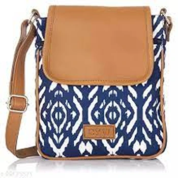 Brown Blue Printed Ladies Bag