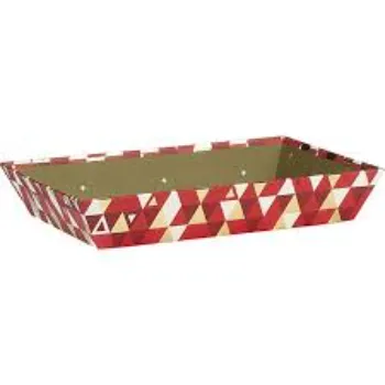 Red And White Printed Handmade Paper Trays
