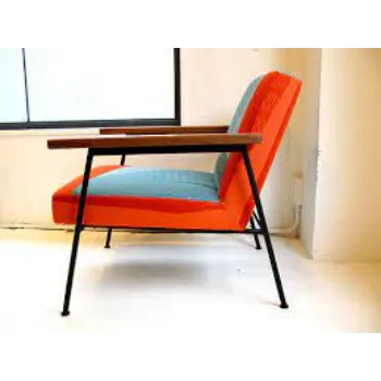 Rectangular Polished Iron Arm Chair